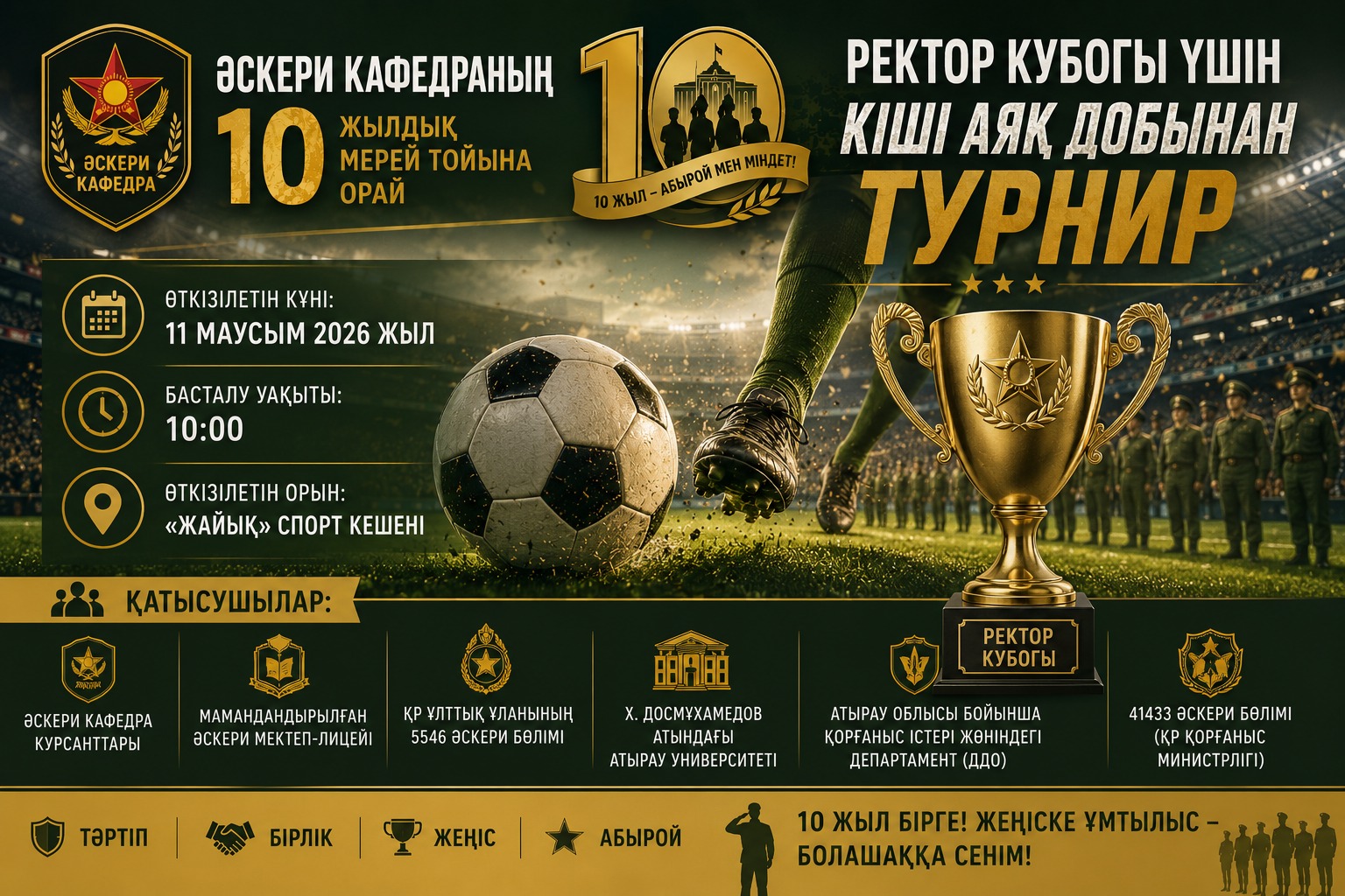 Әскери кафедраның 10 жылдық мерей тойына арналған мерекелік іс-шаралар